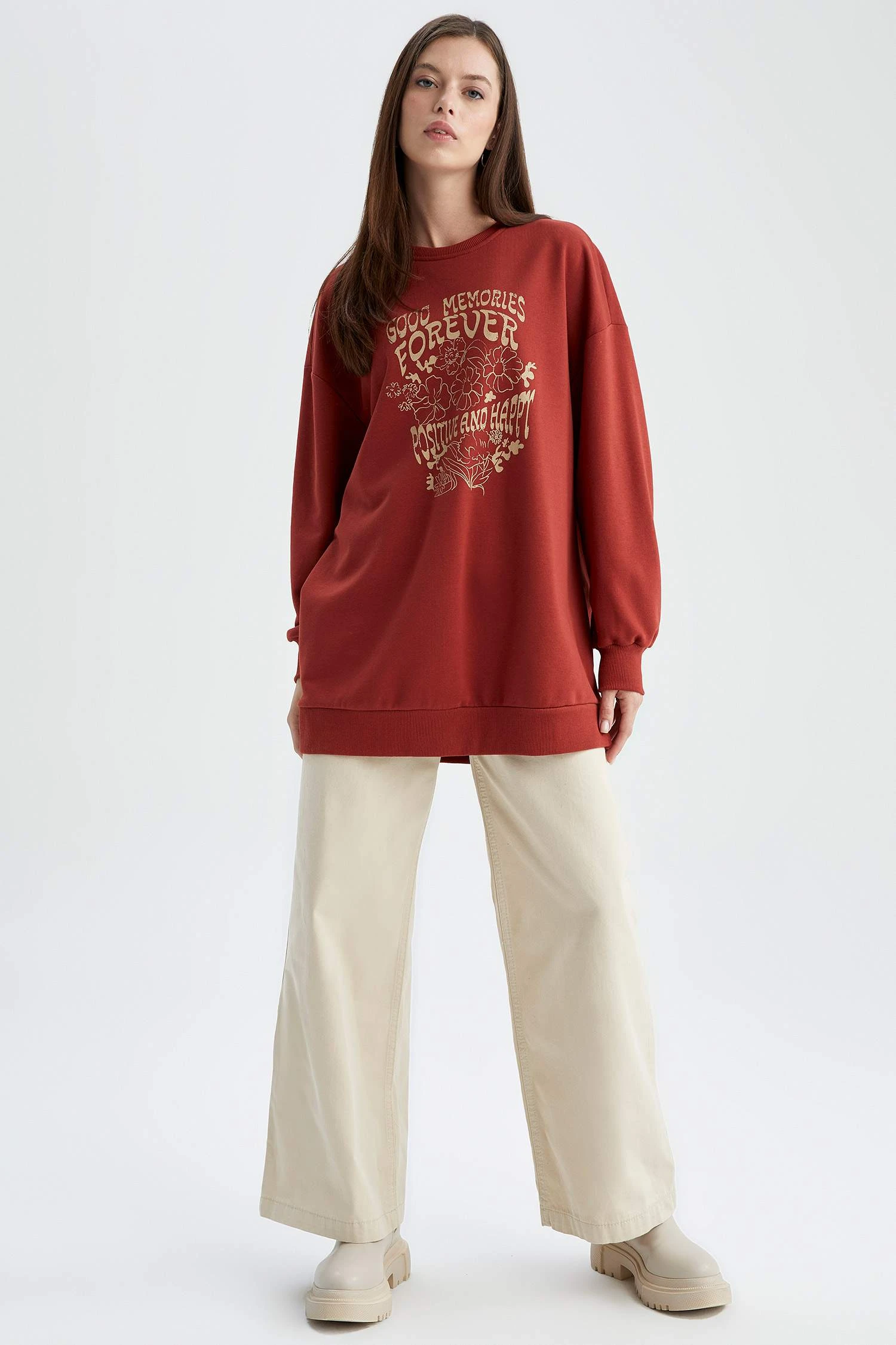 DeFacto Relax Fit Bisiklet Yaka Baskılı Sweatshirt Tunik 4 DeFacto Relax Fit Bisiklet Yaka Baskılı Sweatshirt Tunik – Bild 2