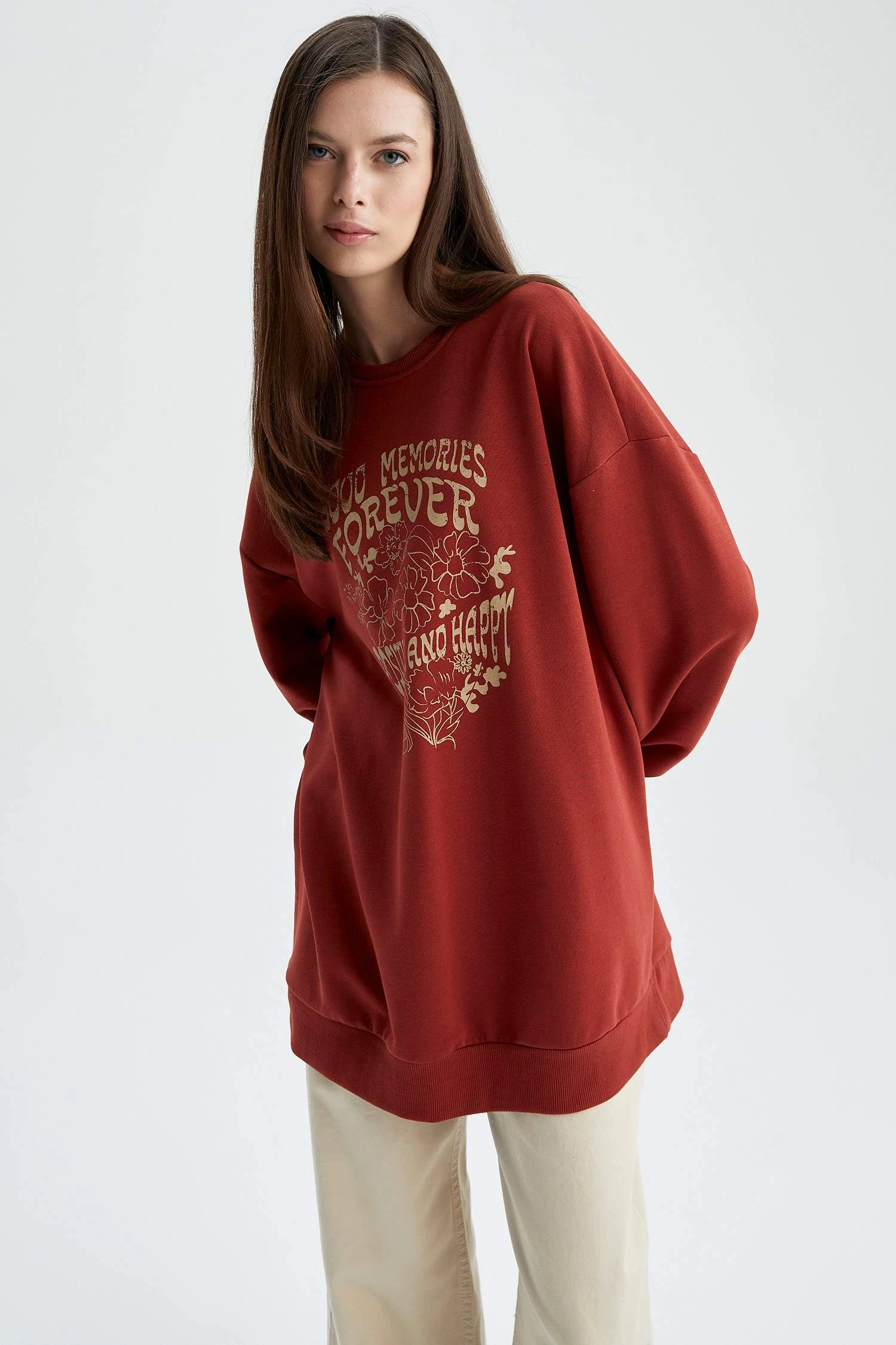 DeFacto Relax Fit Bisiklet Yaka Baskılı Sweatshirt Tunik 6 DeFacto Relax Fit Bisiklet Yaka Baskılı Sweatshirt Tunik – Bild 4