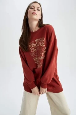 DeFacto Relax Fit Bisiklet Yaka Baskılı Sweatshirt Tunik 15 DeFacto Relax Fit Bisiklet Yaka Baskılı Sweatshirt Tunik -Tunik Style Y3875AZ 22AU OG215 05 01