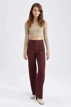 DeFacto Straight Fit Yüksek Bel Geniş Paça Cepli Pantolon -Tunik Style Y4173AZ 22AU BR34 04 02