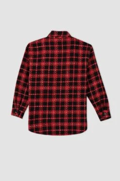 DeFacto Oversize Fit Ekose Desenli Tweed Uzun Kollu Gömlek -Tunik Style Y4211AZ 22AU RD65 10 01