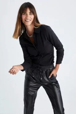 DeFacto Fitted Gömlek Yaka Uzun Kollu Gömlek -Tunik Style Y4644AZ 22AU BK81 03 02