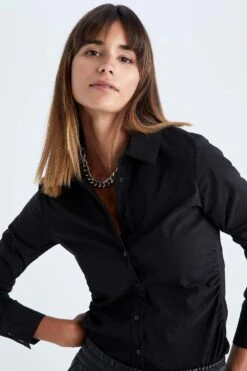 DeFacto Fitted Gömlek Yaka Uzun Kollu Gömlek -Tunik Style Y4644AZ 22AU BK81 04 01