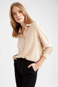 DeFacto Regular Fit Gömlek Yaka Jakar Uzun Kollu Gömlek -Tunik Style Y4662AZ 22AU BG260 04 01