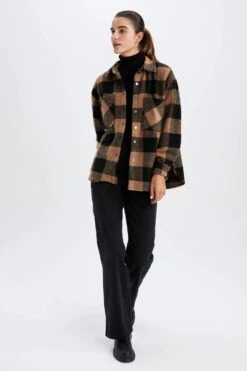 DeFacto Oversize Fit Flanel Uzun Kollu Gömlek -Tunik Style Y4686AZ 22WN BN89 06 01