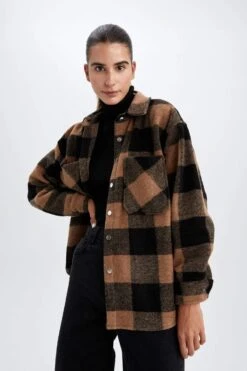 DeFacto Oversize Fit Flanel Uzun Kollu Gömlek -Tunik Style Y4686AZ 22WN BN89 07 01