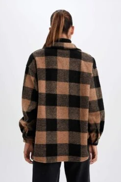 DeFacto Oversize Fit Flanel Uzun Kollu Gömlek -Tunik Style Y4686AZ 22WN BN89 09 01