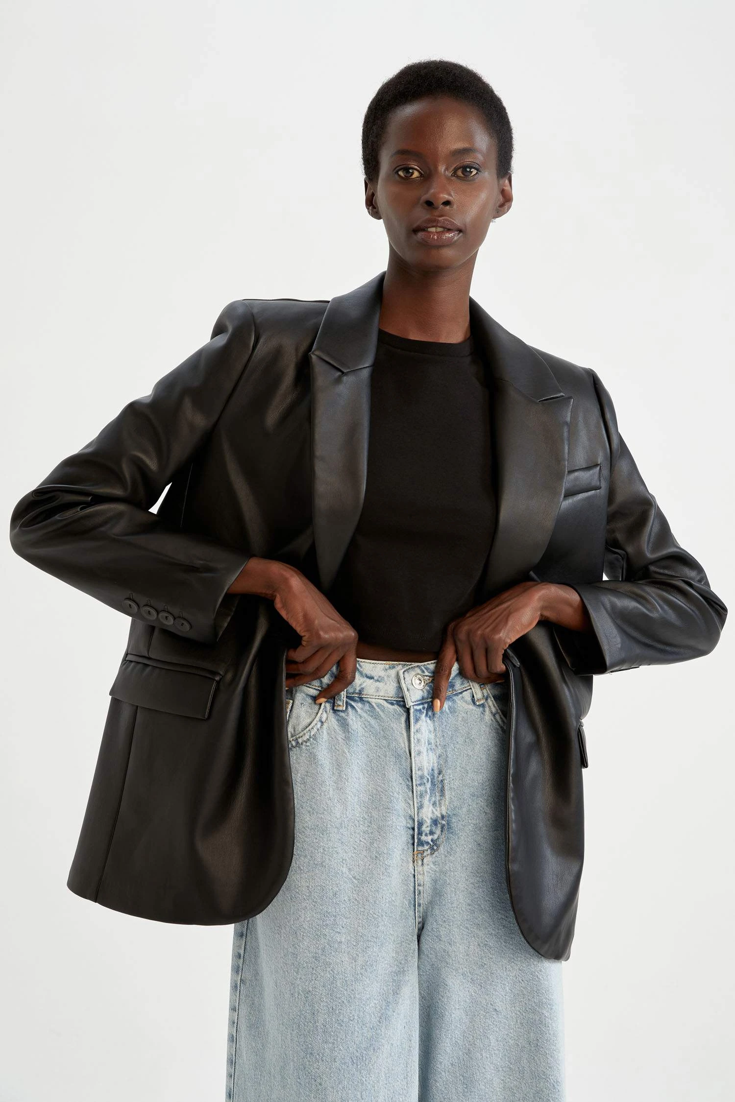 DeFacto Regular Fit Suni Deri Blazer Ceket 5 DeFacto Regular Fit Suni Deri Blazer Ceket – Bild 3