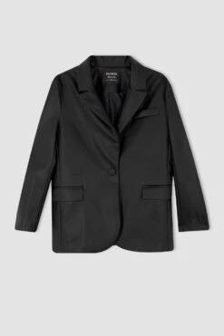 DeFacto Regular Fit Suni Deri Blazer Ceket 17 DeFacto Regular Fit Suni Deri Blazer Ceket -Tunik Style Y5163AZ 22SP BK27 07 01
