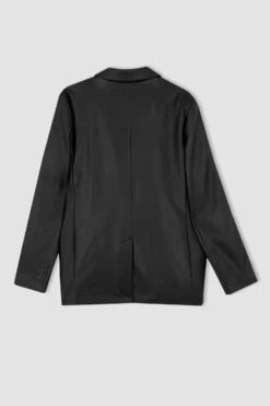 DeFacto Regular Fit Suni Deri Blazer Ceket 19 DeFacto Regular Fit Suni Deri Blazer Ceket -Tunik Style Y5163AZ 22SP BK27 09 01