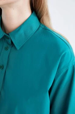 DeFacto Relax Fit Basic Uzun Kollu Gömlek %100 Pamuk Tunik -Tunik Style Y5980AZ 22WN GN1036 05 01