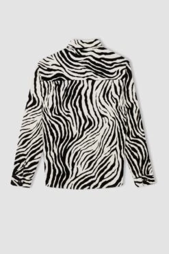 DeFacto Oversize Fit Gabardin Uzun Kollu %100 Pamuk Gömlek -Tunik Style Y7519AZ 22AU BK81 10 01