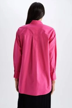 DeFacto Relax Fit Gömlek Yaka Poplin Uzun Kollu %100 Pamuk Tunik -Tunik Style Y7872AZ 22HS PN347 05 01