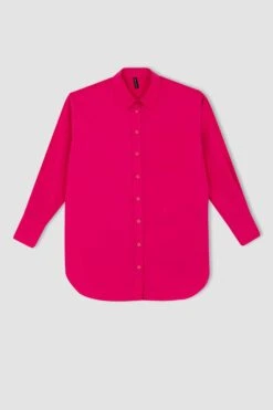 DeFacto Relax Fit Gömlek Yaka Poplin Uzun Kollu %100 Pamuk Tunik -Tunik Style Y7872AZ 22HS PN347 06 01