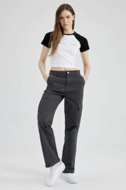 DeFacto Coool Straight Fit Gabardin Kargo %100 Pamuk Pantolon