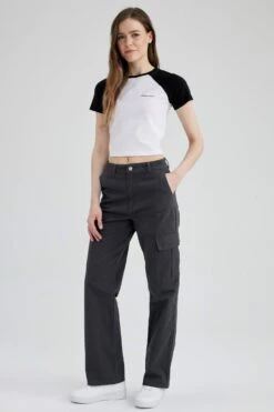 DeFacto Coool Straight Fit Gabardin Kargo %100 Pamuk Pantolon -Tunik Style Y8331AZ 23SP AR104 03 03