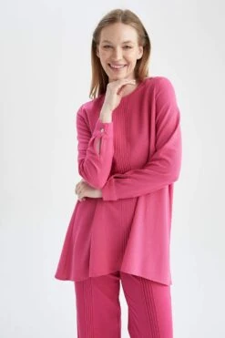 DeFacto Regular Fit Bisiklet Yaka Keten Karışımlı Uzun Kollu Tunik -Tunik Style Y8534AZ 22SM PN3 03 02