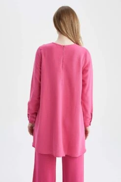 DeFacto Regular Fit Bisiklet Yaka Keten Karışımlı Uzun Kollu Tunik -Tunik Style Y8534AZ 22SM PN3 04 01