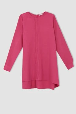 DeFacto Regular Fit Bisiklet Yaka Keten Karışımlı Uzun Kollu Tunik -Tunik Style Y8534AZ 22SM PN3 05 01