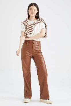 DeFacto Wide Leg Uzun Boy Suni Deri Pantolon -Tunik Style Y8535AZ 22AU BN312 05 02