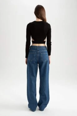 DeFacto 90'S Wide Leg Yüksek Bel Jean %100 Pamuk Pantolon -Tunik Style Y8943AZ 22AU NM34 06 04