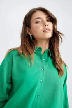 DeFacto Regular Fit Keten Uzun Kollu Gömlek -Tunik Style Y9104AZ 22SM GN747 04 01