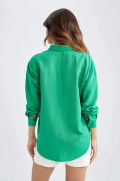 DeFacto Regular Fit Keten Uzun Kollu Gömlek -Tunik Style Y9104AZ 22SM GN747 05 01