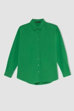 DeFacto Regular Fit Keten Uzun Kollu Gömlek -Tunik Style Y9104AZ 22SM GN747 06 01
