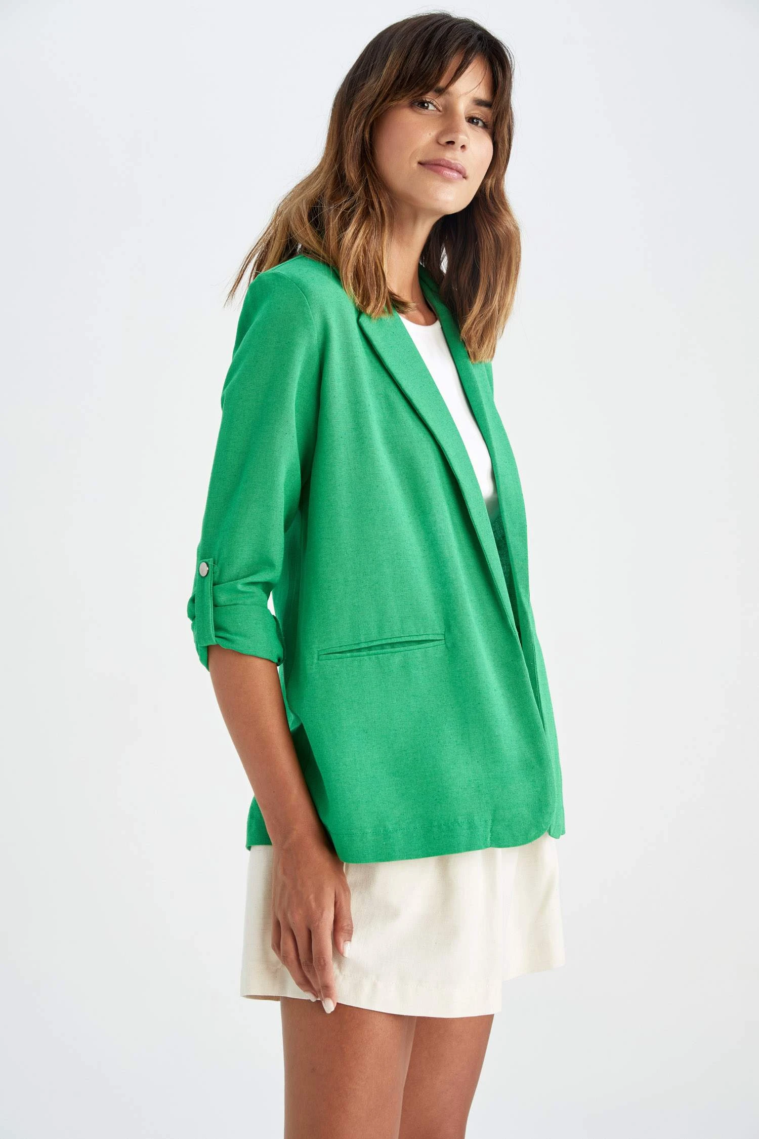 DeFacto Regular Fit Ceket Yaka Keten Karışımlı Blazer 5 DeFacto Regular Fit Ceket Yaka Keten Karışımlı Blazer – Bild 3