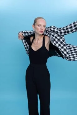 DeFacto Oversize Fit Kazayağı Desenli Blazer Ceket -Tunik Style Z0874AZ 22AU BK27 03 03