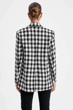 DeFacto Oversize Fit Kazayağı Desenli Blazer Ceket -Tunik Style Z0874AZ 22AU BK27 10 01