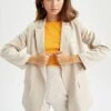 DeFacto Loose Fit Ceket Yaka Keten Karışımlı Blazer -Tunik Style Z1119AZ 22SM BG26 01 01