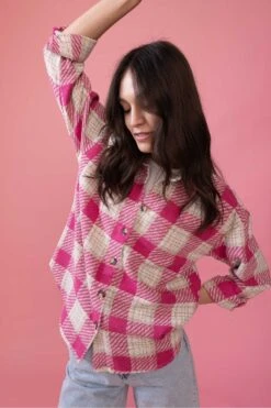 DeFacto Oversize Fit Tweed Uzun Kollu Gömlek -Tunik Style Z1194AZ 23SP PN219 03 02