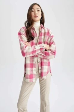 DeFacto Oversize Fit Tweed Uzun Kollu Gömlek -Tunik Style Z1194AZ 23SP PN219 05 02