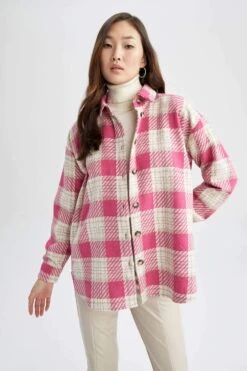 DeFacto Oversize Fit Tweed Uzun Kollu Gömlek -Tunik Style Z1194AZ 23SP PN219 07 01