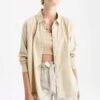 DeFacto Oversize Fit Keten Karışımlı Uzun Kollu Tunik -Tunik Style Z1930AZ 22SM BG203 01 01