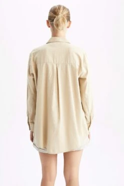 DeFacto Oversize Fit Keten Karışımlı Uzun Kollu Tunik -Tunik Style Z1930AZ 22SM BG203 06 01