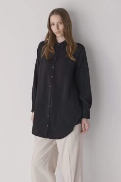 DeFacto Relax Fit Gömlek Yaka Uzun Kollu Tunik -Tunik Style Z2038AZ 23SP BK27 03 02