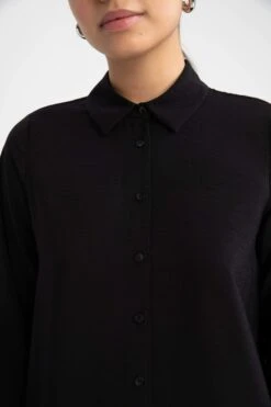 DeFacto Relax Fit Gömlek Yaka Uzun Kollu Tunik -Tunik Style Z2038AZ 23SP BK27 08 01