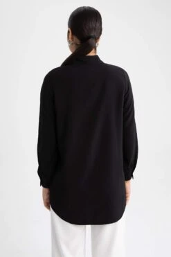 DeFacto Relax Fit Gömlek Yaka Uzun Kollu Tunik -Tunik Style Z2038AZ 23SP BK27 09 01