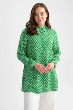 DeFacto Regular Fit Etnik Desenli Viskon Gömlek Tunik 15 DeFacto Regular Fit Etnik Desenli Viskon Gömlek Tunik -Tunik Style Z2042AZ 23SP GN1038 04 02