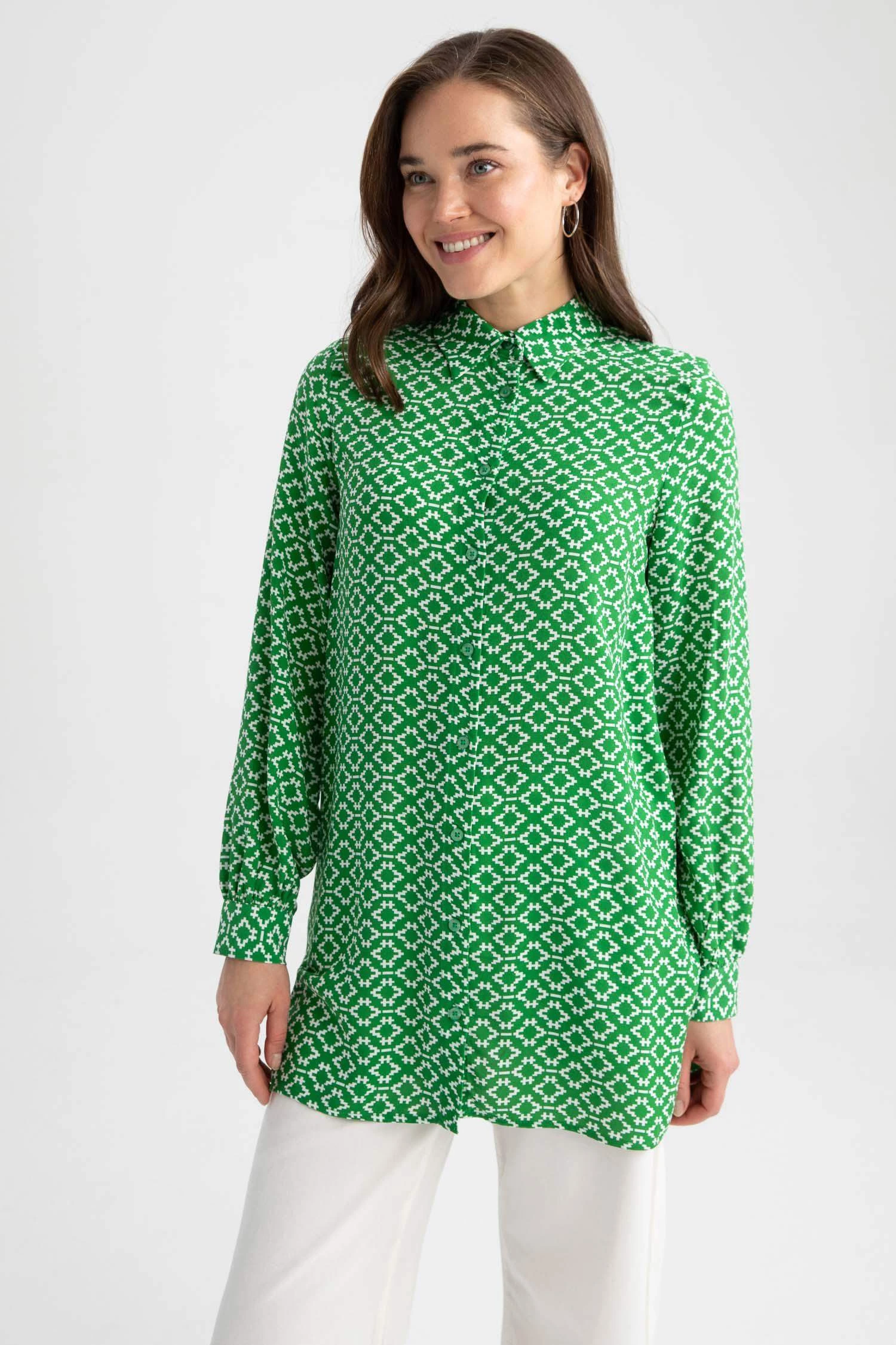 DeFacto Regular Fit Etnik Desenli Viskon Gömlek Tunik 8 DeFacto Regular Fit Etnik Desenli Viskon Gömlek Tunik – Bild 6