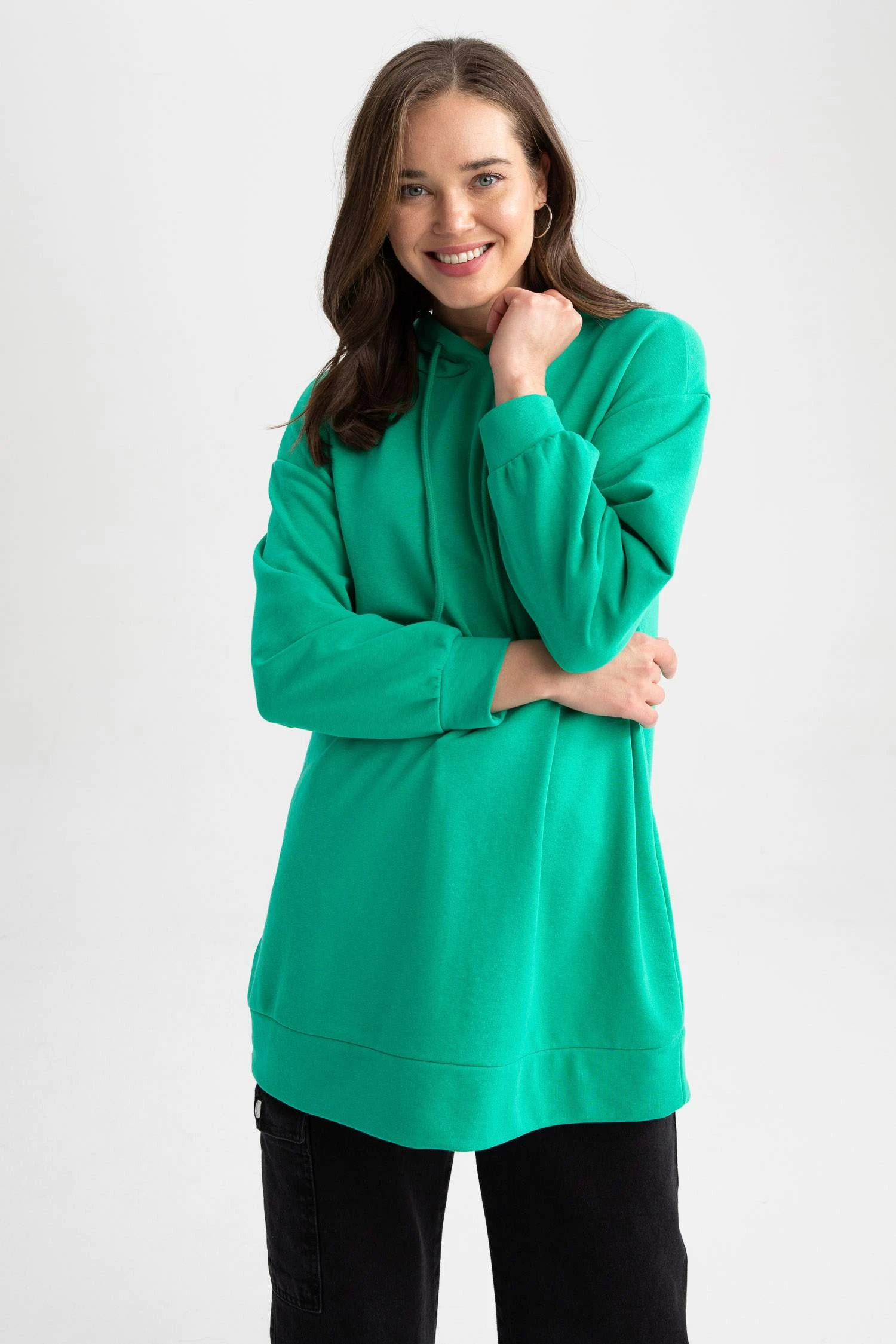 DeFacto Relax Fit Kapüşonlu Sweatshirt Tunik 3 DeFacto Relax Fit Kapüşonlu Sweatshirt Tunik