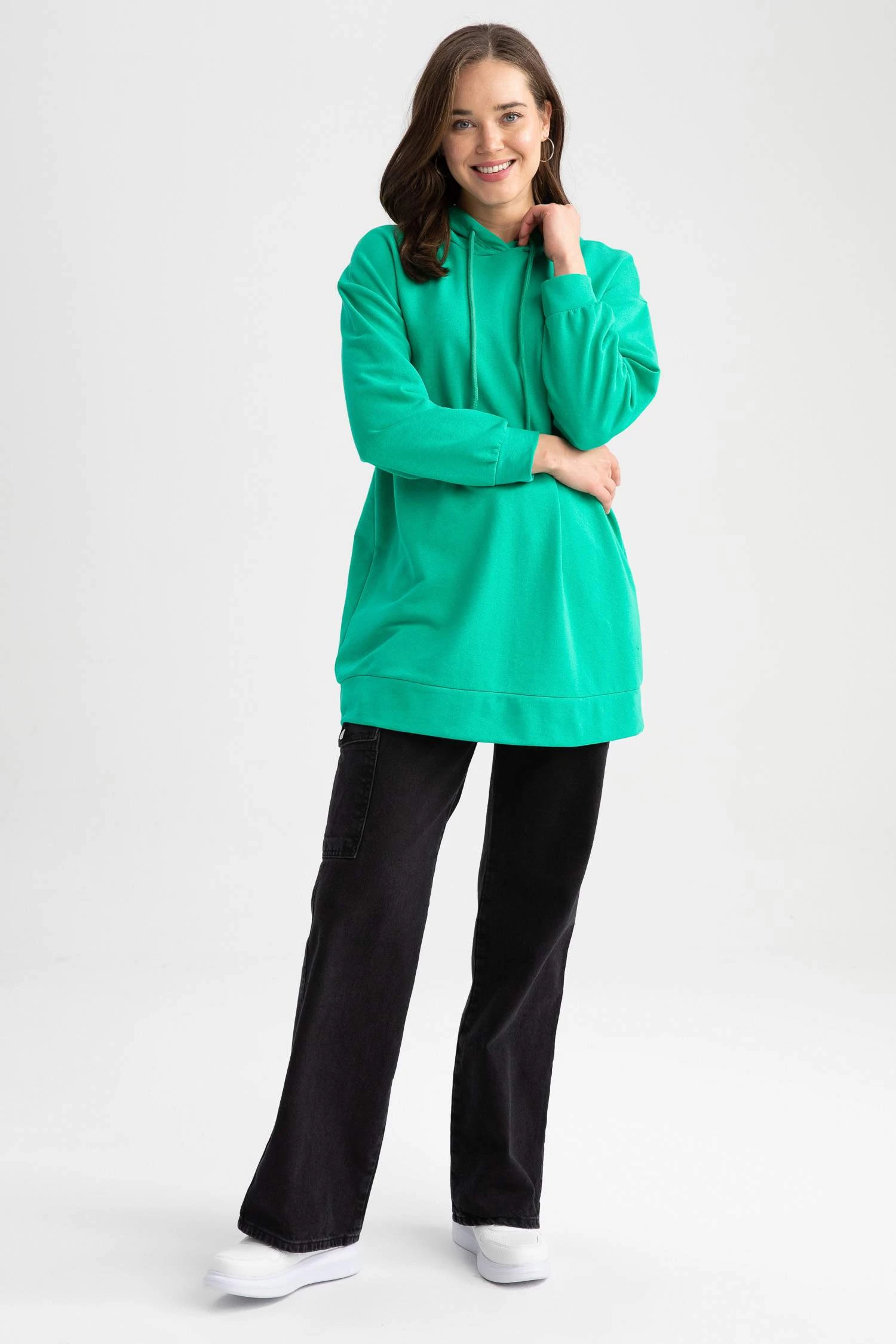 DeFacto Relax Fit Kapüşonlu Sweatshirt Tunik 4 DeFacto Relax Fit Kapüşonlu Sweatshirt Tunik – Bild 2