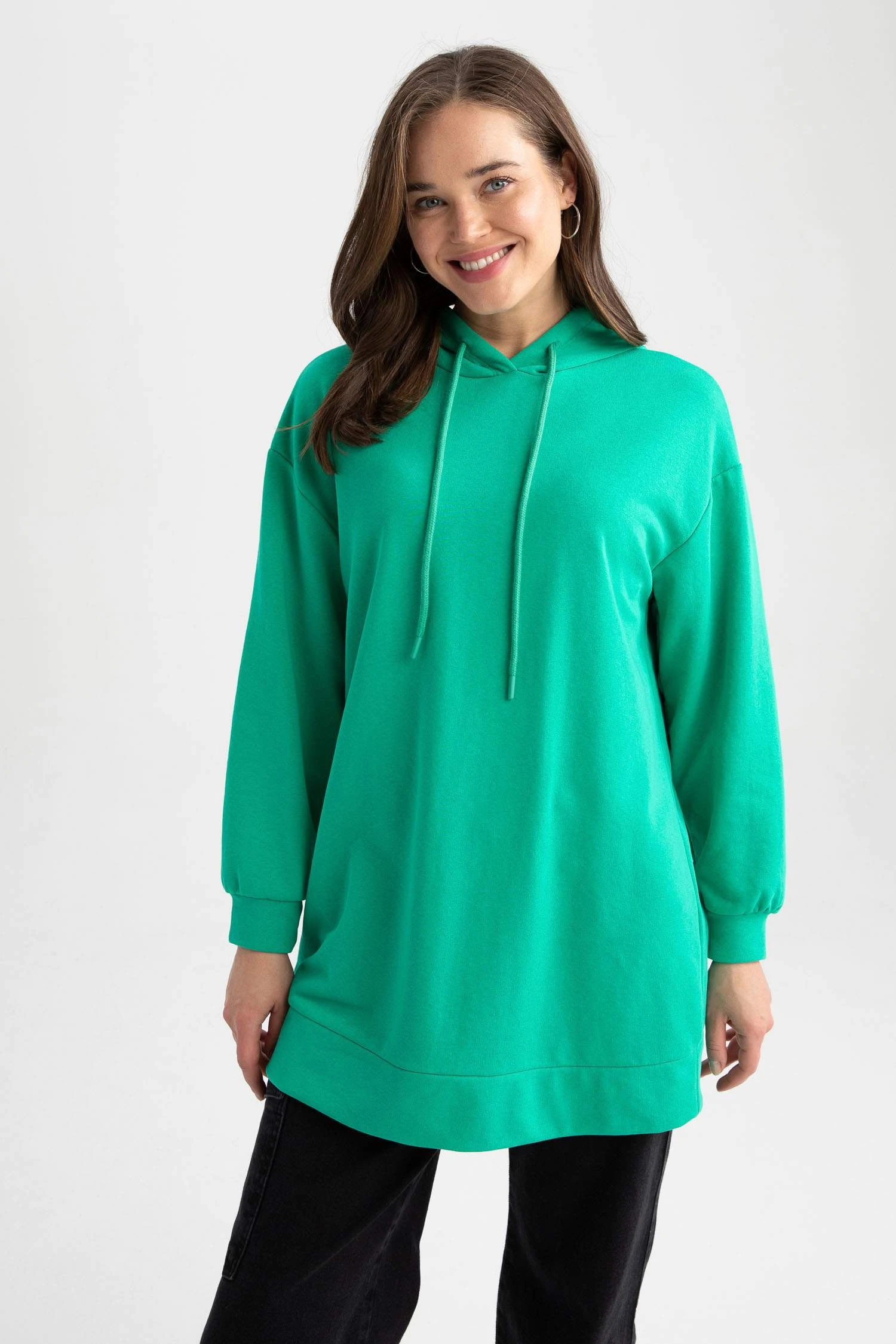 DeFacto Relax Fit Kapüşonlu Sweatshirt Tunik 5 DeFacto Relax Fit Kapüşonlu Sweatshirt Tunik – Bild 3