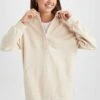 DeFacto Relax Fit Dik Yaka Yarım Fermuarlı Basic Sweatshirt Tunik -Tunik Style Z2088AZ 23SP BG360 01 02