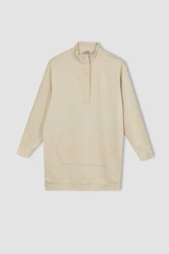 DeFacto Relax Fit Dik Yaka Yarım Fermuarlı Basic Sweatshirt Tunik -Tunik Style Z2088AZ 23SP BG360 04 01