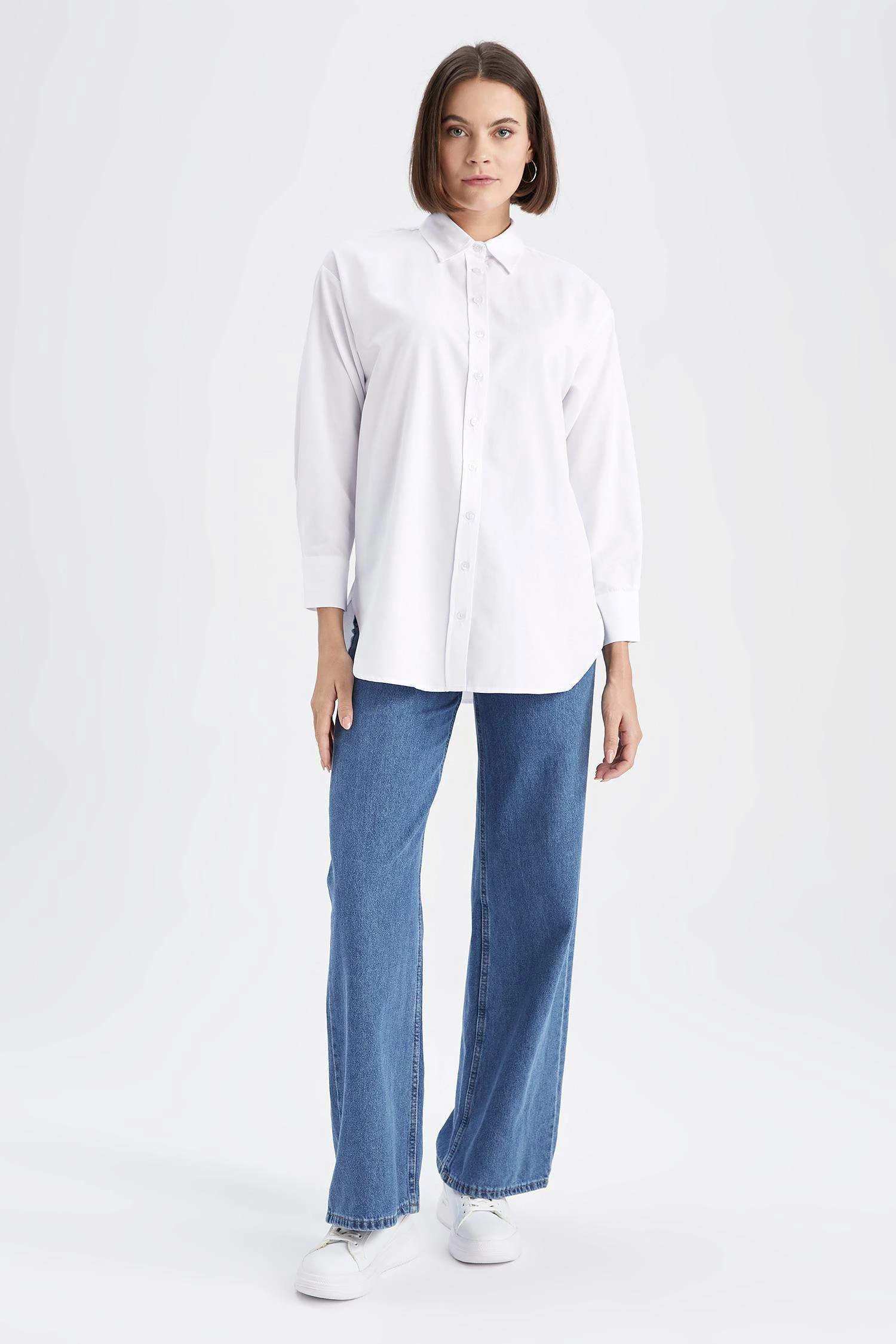 DeFacto Relax Fit Poplin Uzun Kollu Gömlek Tunik 7 DeFacto Relax Fit Poplin Uzun Kollu Gömlek Tunik – Bild 5