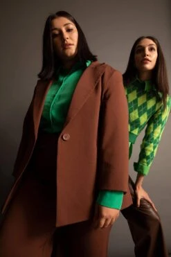 DeFacto DF Plus Büyük Beden Regular Fit Ceket Yaka Dokulu Blazer Ceket