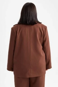 DeFacto DF Plus Büyük Beden Regular Fit Ceket Yaka Dokulu Blazer Ceket -Tunik Style Z2348AZ 22WN BN319 09 02